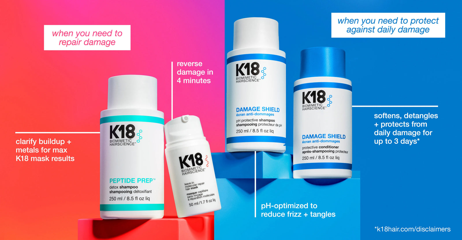 Wanneer gebruik ik K18 DAMAGE SHIELD Protective Conditioner vs. Leave-in Repair Mask?