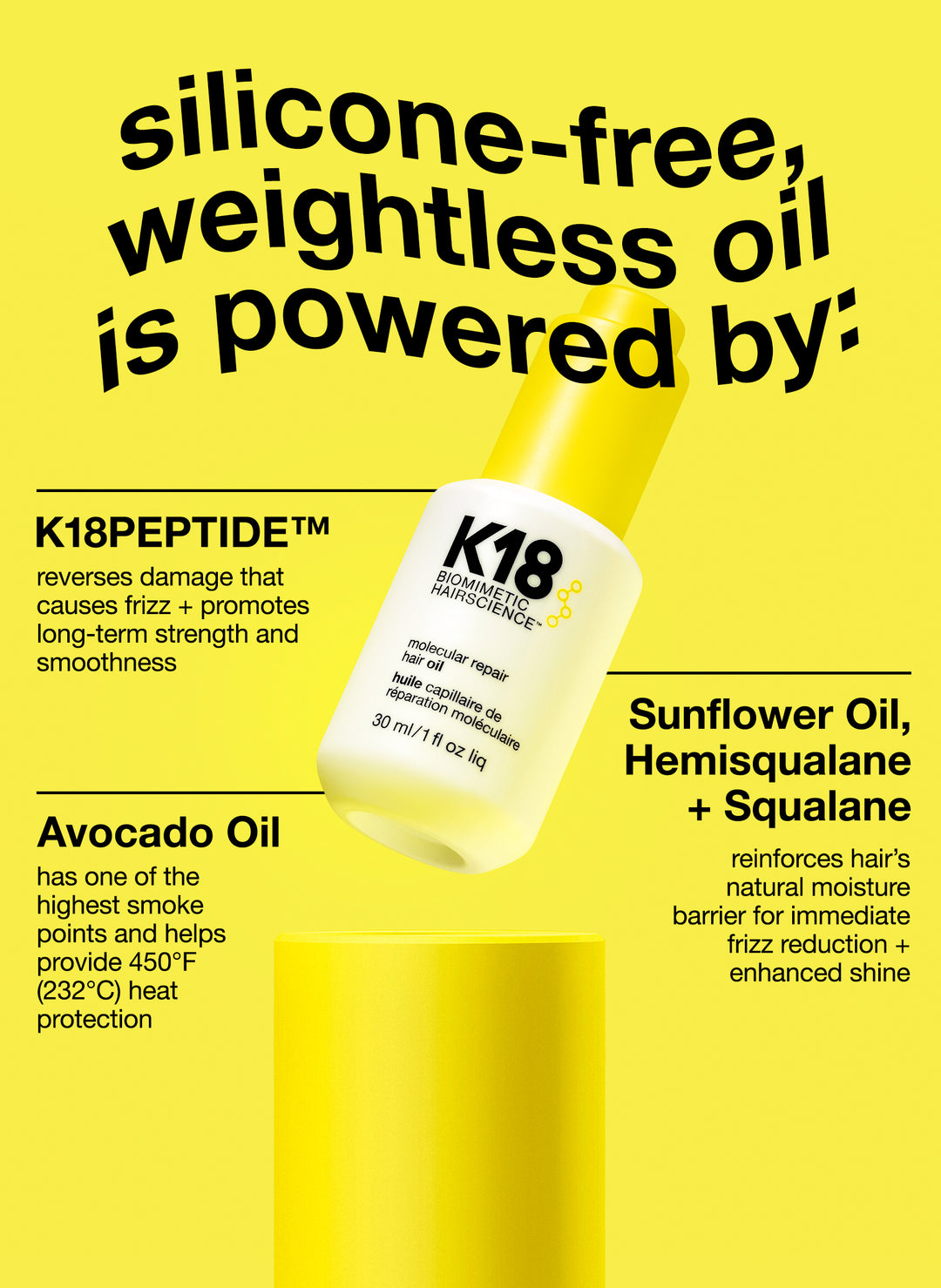 K18 huile capillaire de réparation moléculaire 30 ml